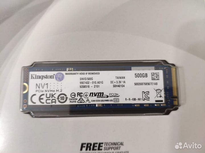 Новый SSD накопитель Kingston NV1 snvs/500G 500гб