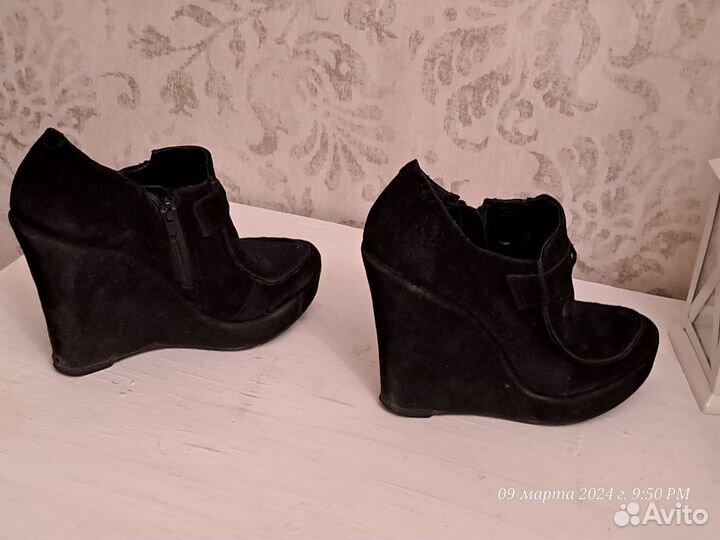 Ботильоны нат.замша, 37 р, б/у
