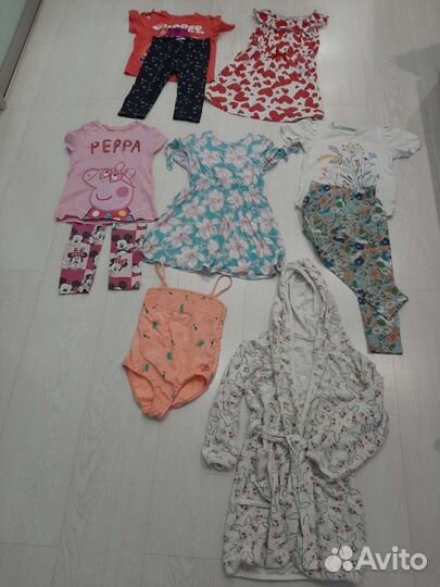 Пакет летних вещей на девочку 4-5 лет, р. 110