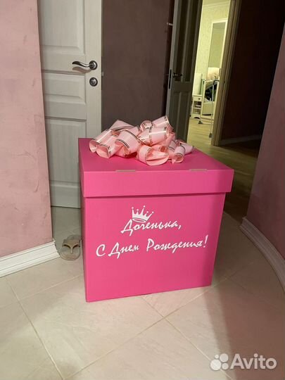 Коробка для воздушных шаров 60 60 см розовая