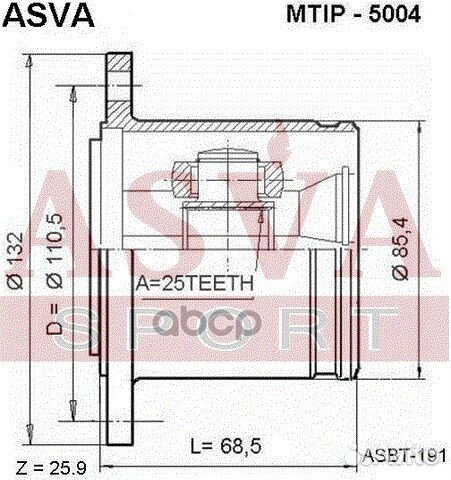 Шрус внутренний перед прав Asva 155 0411V43RH