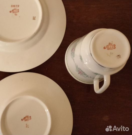 Кофейная тройка лфз СССР из костяного фарфора