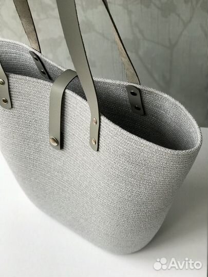 Сумка шопер с кожаными ручками