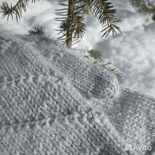 Варежки ручной вязки пуховые