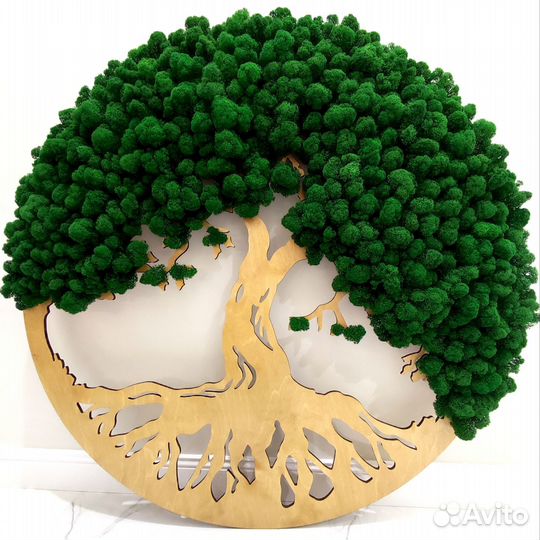 Панно со мхом круглое