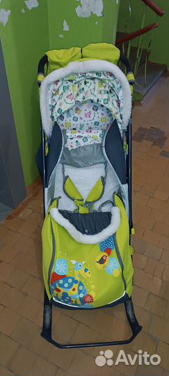 Детские санки коляска с колесами бу