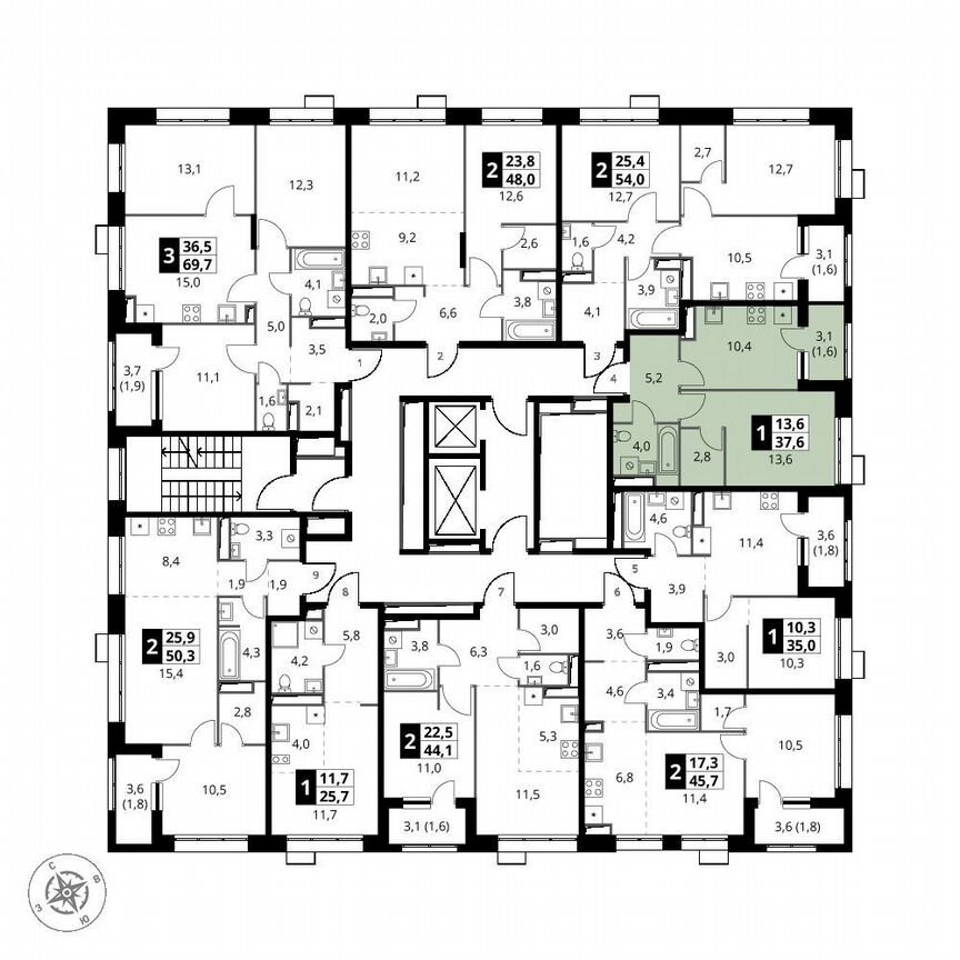 1-к. квартира, 37,6 м², 12/21 эт.