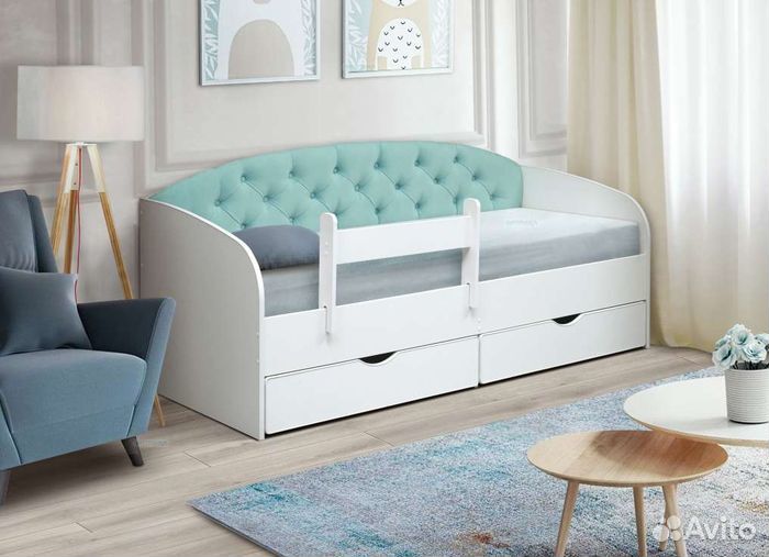 Кровать лдсп для малыша разные цвета мягк спинка