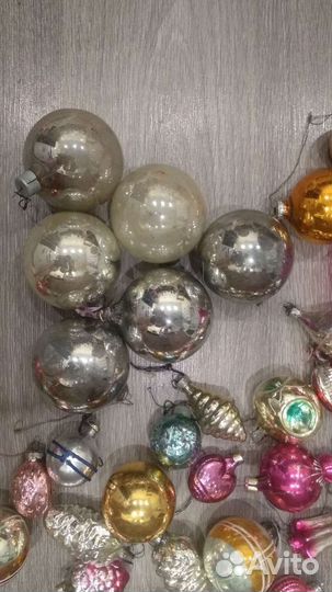 Елочные игрушки СССР на прищепке, стеклянные шары