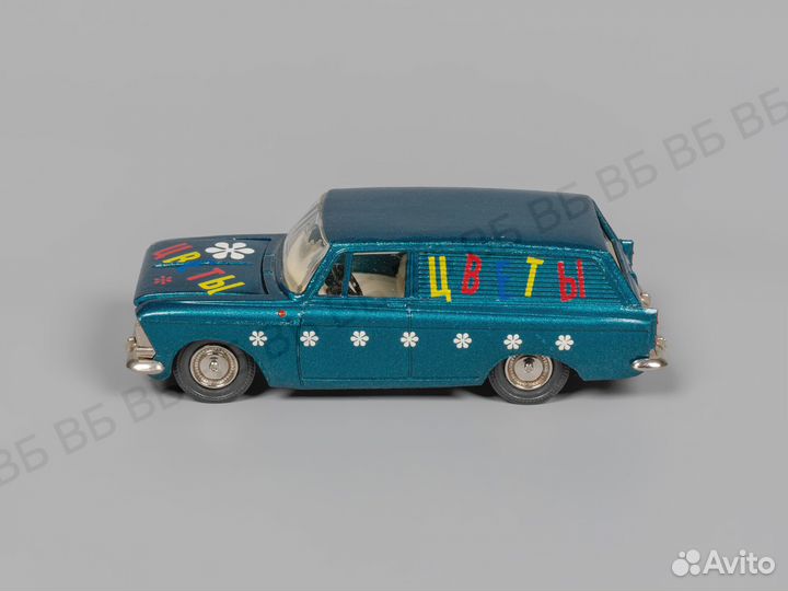 Москвич 434 А6. Первый капот. Цветы декаль. Синий