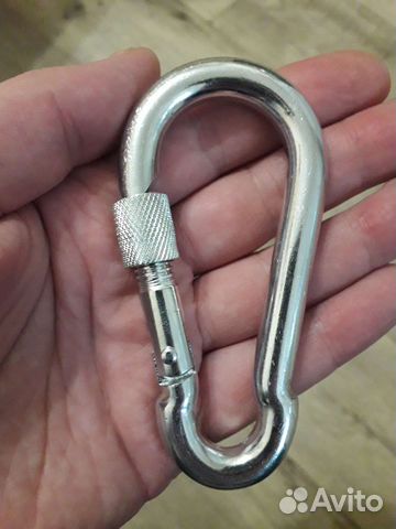 Карабин металл 10см/стропа/шнур плетеный 6-10мм