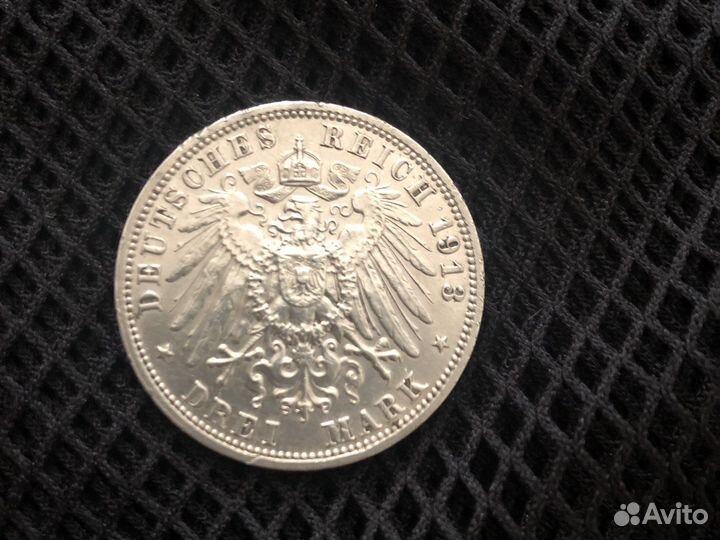 Серебро 3 марки Германия, 100 лет Битве народов