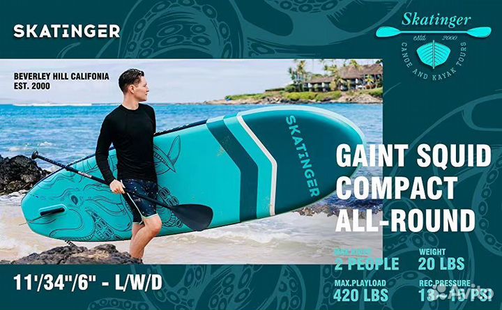 Широкая SUP-доска / сап Skatinger Осьминог 11.0