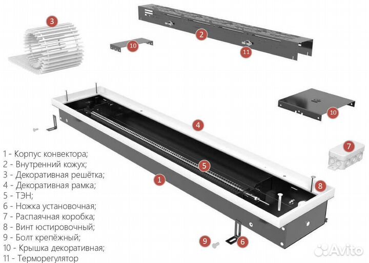 Внутрипольный конвектор электрический