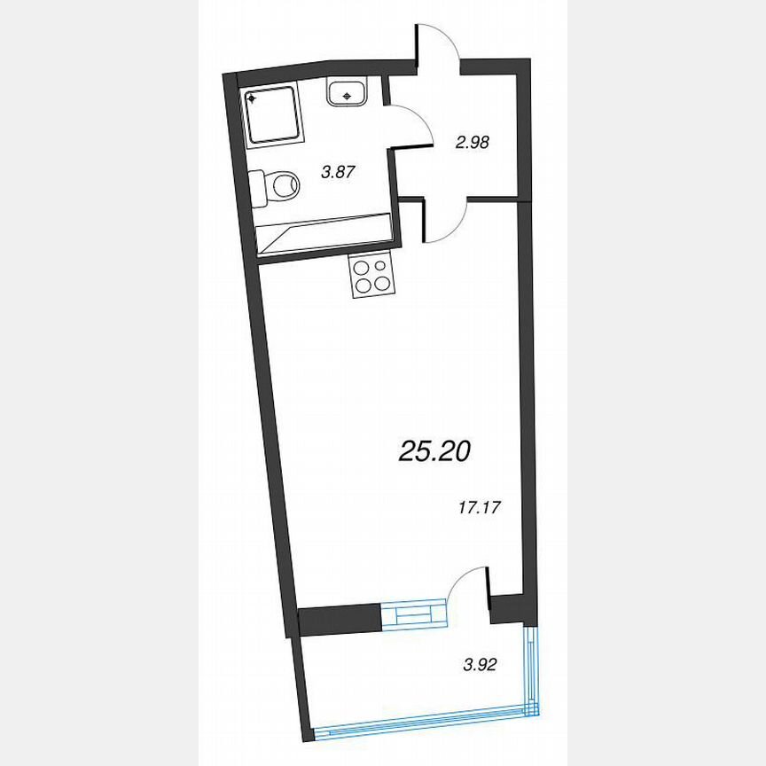 Квартира-студия, 27,9 м², 16/22 эт.