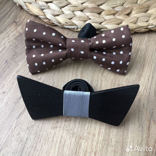 Галстук бабочка деревянная и текстильная