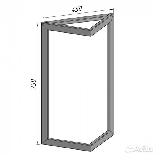 Подстолье опора для стола 750 450 40х20 треугольное металлическое барное черное Лофт