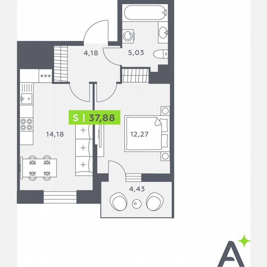 1-к. квартира, 37,7 м², 11/12 эт.
