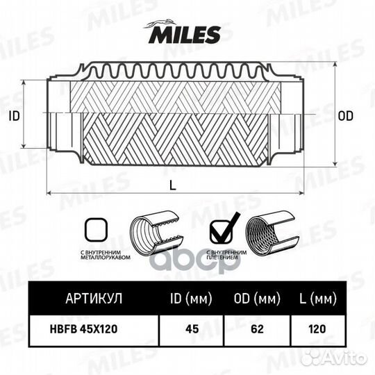 Труба гофрированная с внутренним плетением 45X1