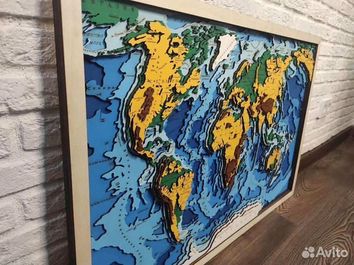 Деревянная карта мира глубинная Тюмень