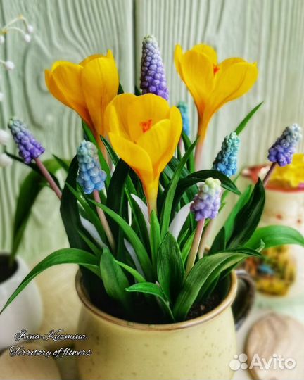 Букет в кружке. Ручная работа. Цветы