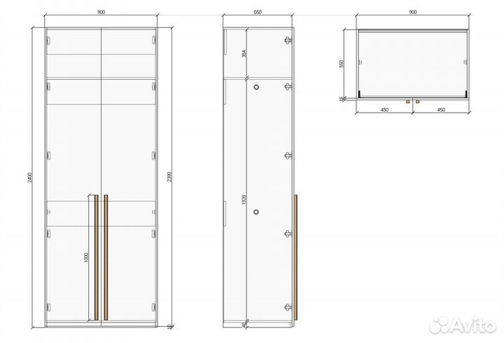 Шкаф распашной двухдверный №32 (дуб). 900х2400