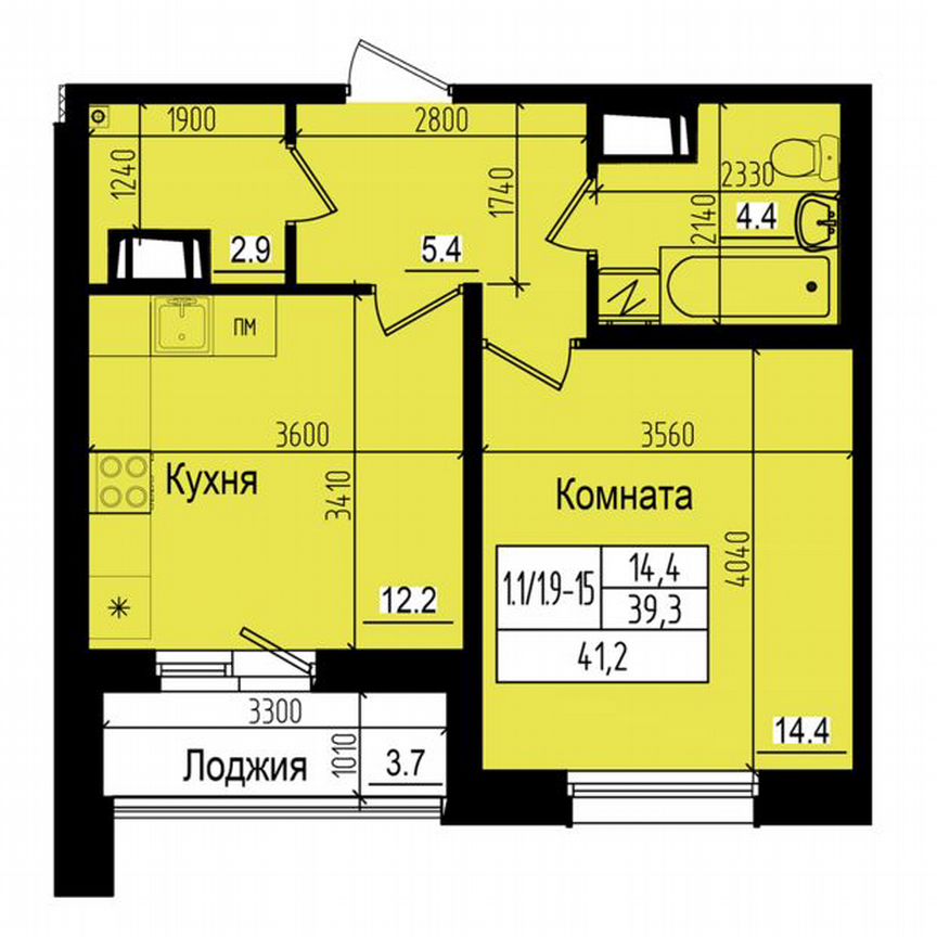 1-к. квартира, 41,2 м², 19/23 эт.