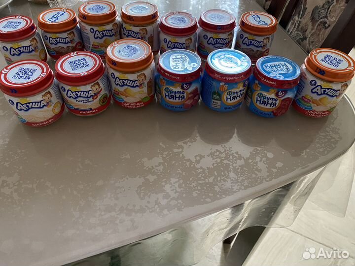 Детские пюрешки мясные, агуша, фрутоняня