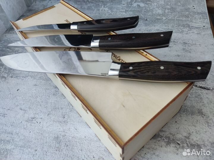 Набор кухонных ножей с подставкой, х12мф кованая