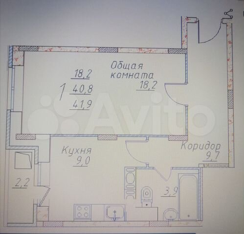 1-к. квартира, 41,9 м², 15/17 эт.