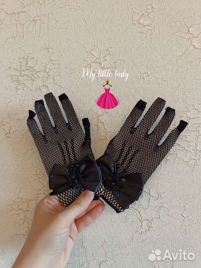 Перчатки детские чёрные стиль Уэнсдей Адамс новые