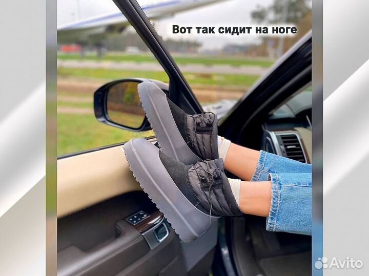 Угги настоящие женские Lace Up Чёрного цвета