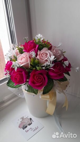 Букет ручной работы.Мыльные розы