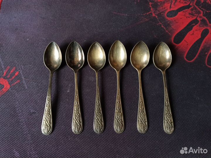 Набор чайных ложек с золочением