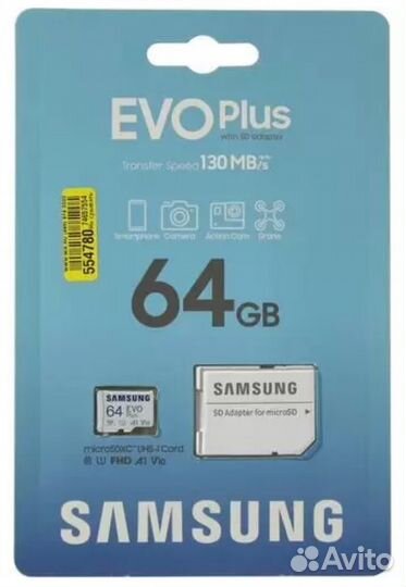 Карта памяти Samsung EVO Plus 64GB microsdxc Новая