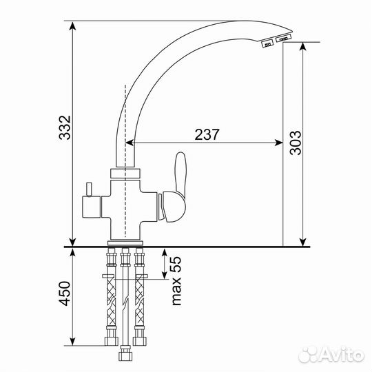Смеситель для кухни Ulgran uq-017-05 Серый