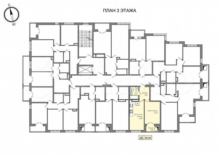 2-к. квартира, 38,8 м², 3/4 эт.