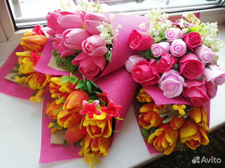 Мыльные тюльпаны и розы ручной работы