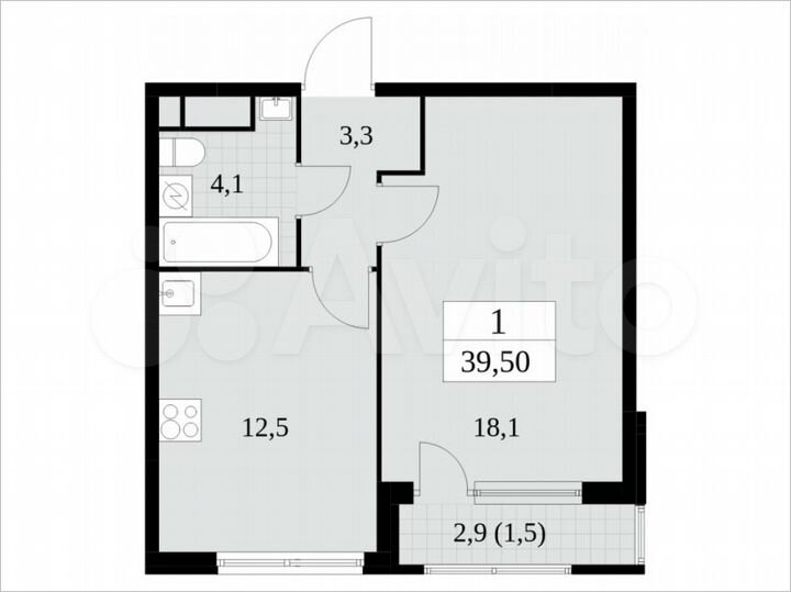 1-к. квартира, 39,5 м², 16/30 эт.