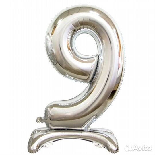 Цифра фольгированная на подставке золото/серебро