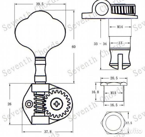 Колки для бас-гитары (3+2)