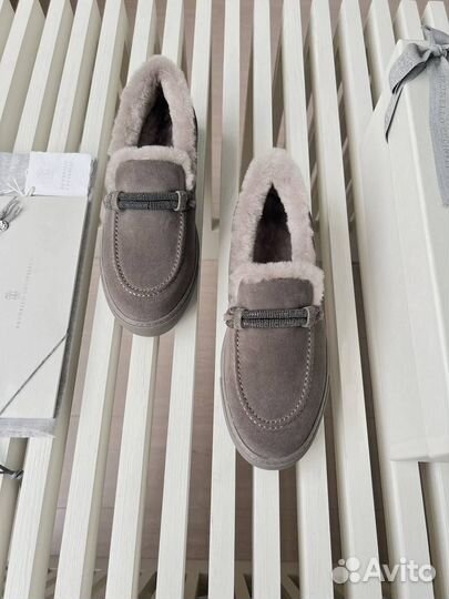 Женские Лоферы с мехом brunello cucinelli