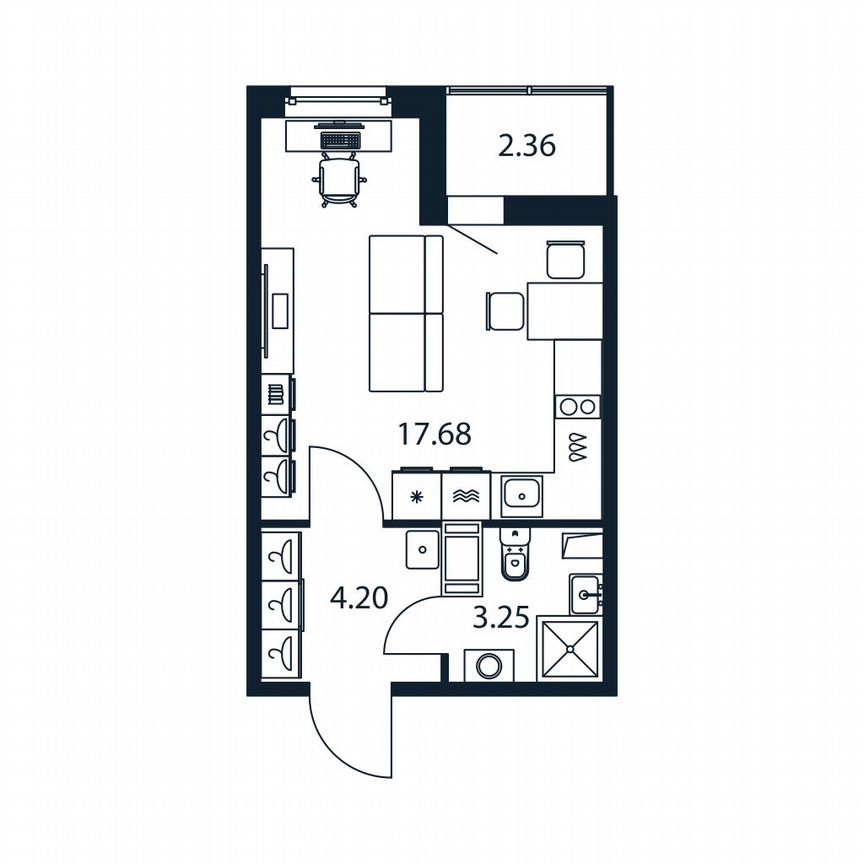 Квартира-студия, 26,3 м², 3/12 эт.