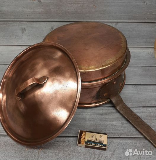 Старинная медная кастрюля Швеция