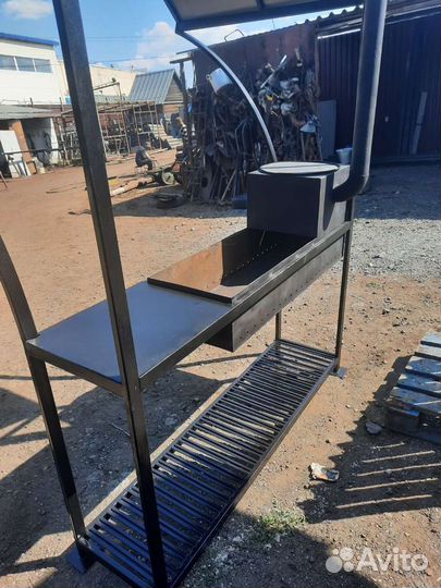 Мангал на 2 решетки с крышей и печь под казан