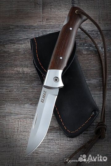Нож складной Волк сталь Elmax накладки коричневый