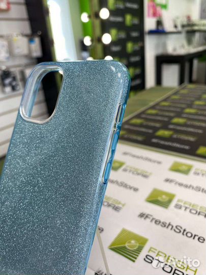 Чехол синий с блёстками для iPhone 11 Pro
