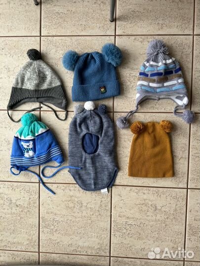 Шапки вязаные для мальчика 46-48