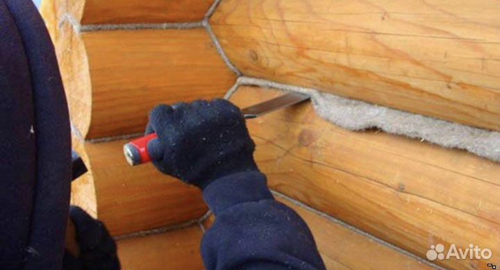 Конопатка Шлифовка Покраска срубов