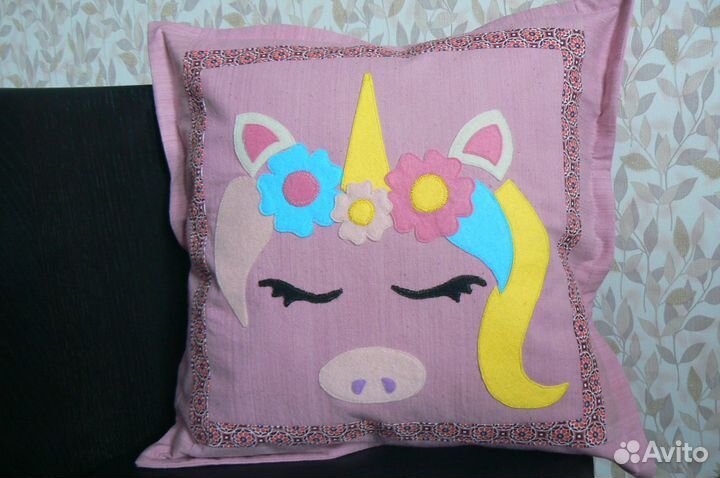 Чехол на подушку Единорог(новая/ручная работа)